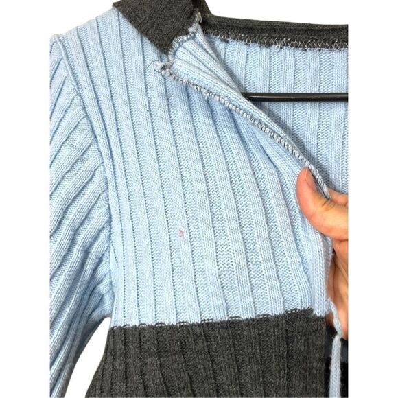 Vintage smooches Y2K Blue Gray Chunky Knit Cardigan Sweater Size M - Picture 9 of 9
